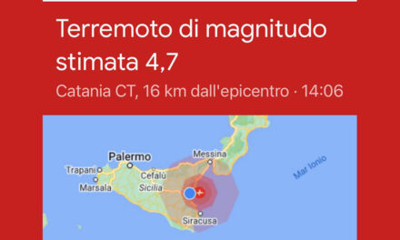 Catania, forte scossa di terremoto di magnitudo 4.4. Epicentro in mare a sud-est di Aci Castello